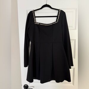 Black Dress with Pearl Accents